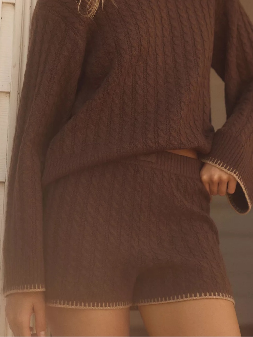 Anthropologie UGG Brown Cable-Knit High-Waist Shorts